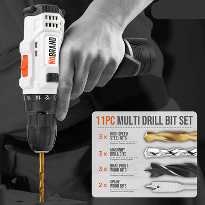 Hi-Spec 109-delige gereedschapsset met 12V accuschroevendraaier, 2 accu's, boren en handgereedschap in een compacte koffer