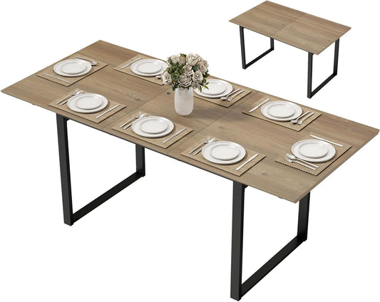 Uittrekbare Eettafel – Uitklapbare Tafel – Verlengbare Tafel – Inklapbare Eettafel – Ruimtebesparende Tafel – Industrieel Design – 140-180 cm Uitbreidbaar