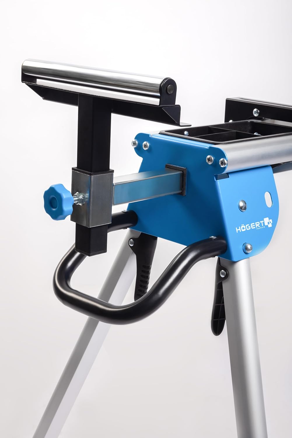 HÖGERT TECHNIK – Inklapbare, mobiele zaagtafel voor kap- en bandzagen met rolsteunen, gereedschapsplanken, stalen aluminium constructie en 100 kg draagkracht voor nauwkeurig werken