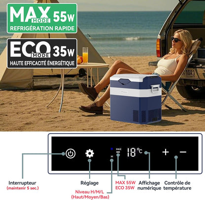BINGI Compressor Koelbox, 38 Liter Draagbare Auto Koelkast, 12/24 V DC en 230 V AC, Mini-koelkast Voor Auto, Vrachtwagen, Camping, Camper en Thuis
