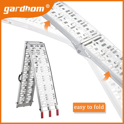 Opvouwbare laadbrug, gardhom 228x30.5cm ATV motorfietsen laadbrug met 680KG/paar laadcapaciteit, draagbare aluminium laadbruggen met rubber getipte vingers voor ATV UTV Trucks