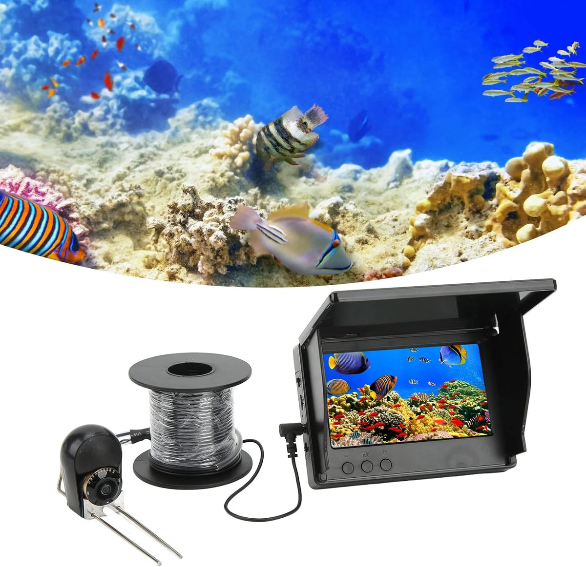Onderwaterviscamera , ABS IPS Full View Draagbare Fishfinder camera met 5inch HD LCD monitor , Waterdichte Onderwatercamera voor Ice Lake Sea Boat Kayak Fishing(30m/98 , 4ft)