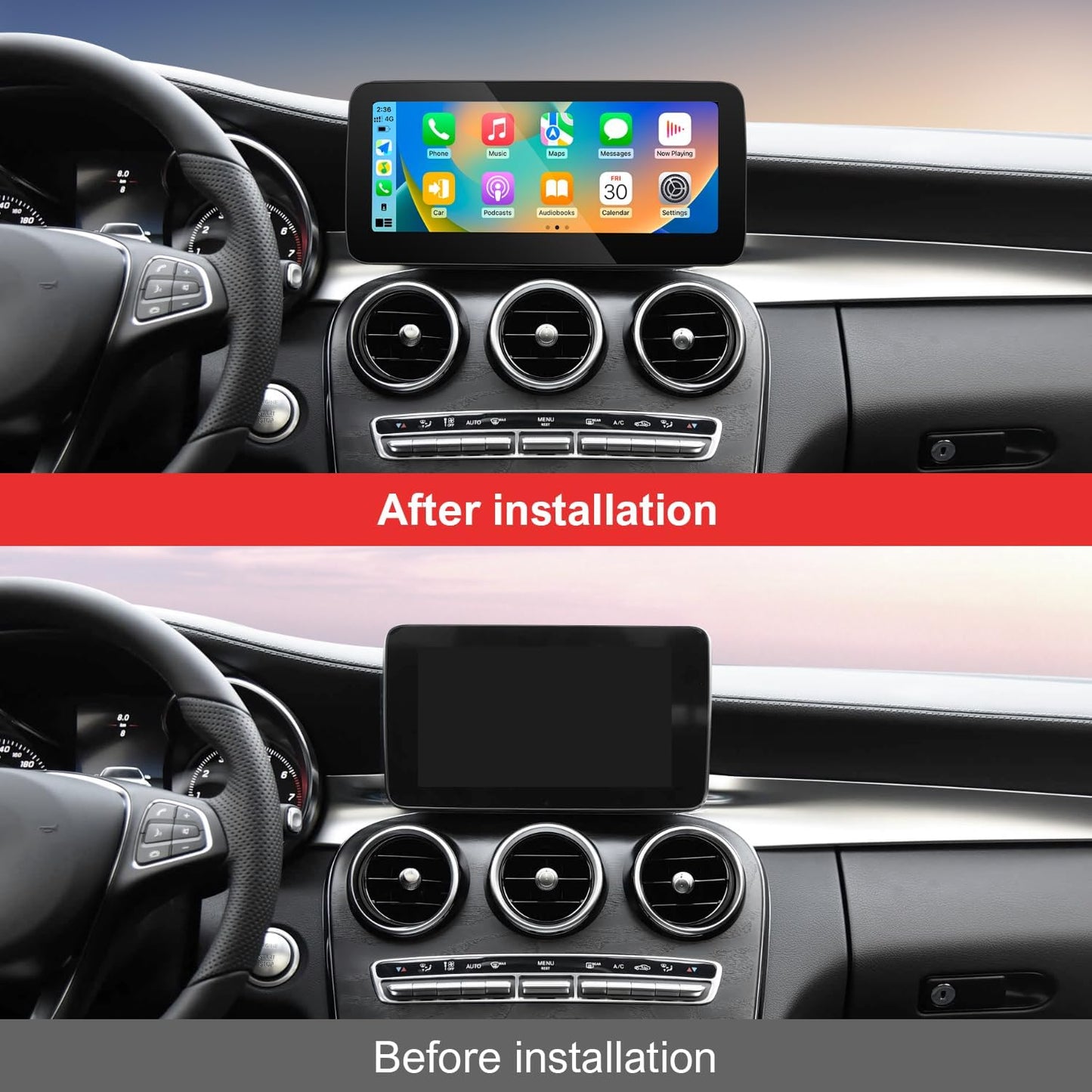 10,25 Inch Touchscreen – HD Display – Draadloos CarPlay – Android Auto – MirrorLink – Compatibel Met NTG 5.0/5.1/5.2 – Automatische Dag-/Nachtmodus – Volledige Systeemintegratie
