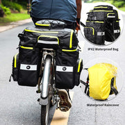 Fietstas - Fietstassen - Dubbele Fietstas - Multifunctioneel Bagagedragertas - Scheurvast - Grote Bagagetassen - met Regenhoes - 75L - PVC - Groen/Zwart