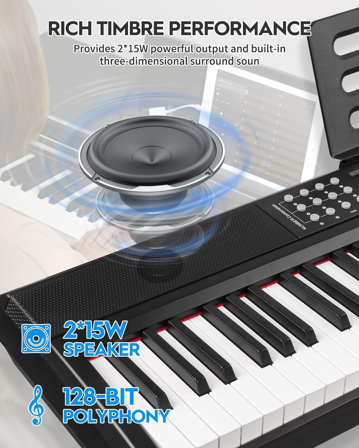 Digitale Piano Zwart – Keyboard – Elektrische Piano – 88-Toetsen Keyboard – Pianotoetsenbord – 88 Volledig Gewogen Hameractie Toetsen – Dubbele 15W Luidsprekers