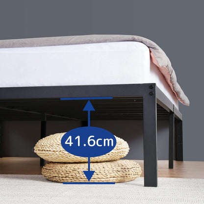 Olee sleep 45 cm stabiel stalen bed/stalen lattenrooster/anti-slip ondersteuning/matras onderbouw/metalen bed/bedframe/bed / 90 x 200 cm/Twin/zwart/metaal