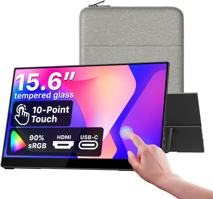 Cocopar Draagbare monitor 15,6 inch 1080P FHD 60Hz 85% sRGB met HDMI luidspreker USB-C tweede scherm voor laptop MacBook Surface PC Xbox PS4/5 VESA monteerbaar touchscreen
