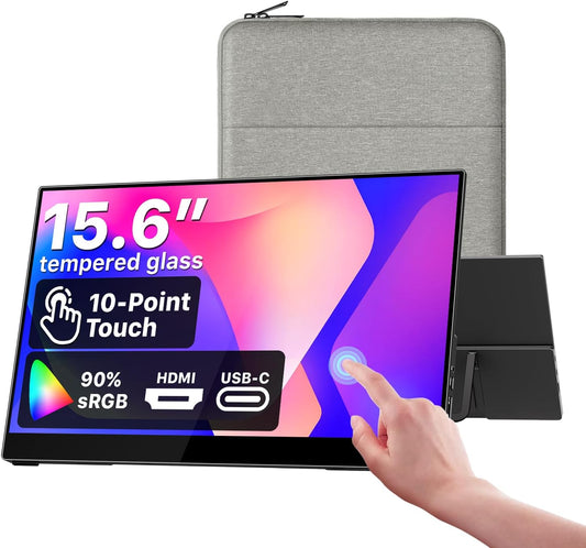 Cocopar Draagbare monitor 15,6 inch 1080P FHD 60Hz 85% sRGB met HDMI luidspreker USB-C tweede scherm voor laptop MacBook Surface PC Xbox PS4/5 VESA monteerbaar touchscreen