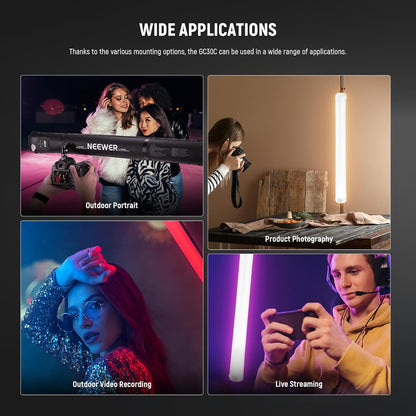 Neewer BASICS 30W Handheld RGB Vullicht 35.5"/90cm, Draagbare Opblaasbare TPU Verlichting 5000mAh Type C 45W in/30W Out, 3000Lux 17 Effecten 2700-6500K CRI95 voor Studio Fotografie Video Opname, GC30C