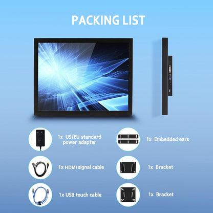 VSDISPLAY Écran tactile industriel de 17 pouces, écran LCD tactile résistif TFT 17" 1280 x 1024 1000 nits, avec carte contrôleur VGA DVI