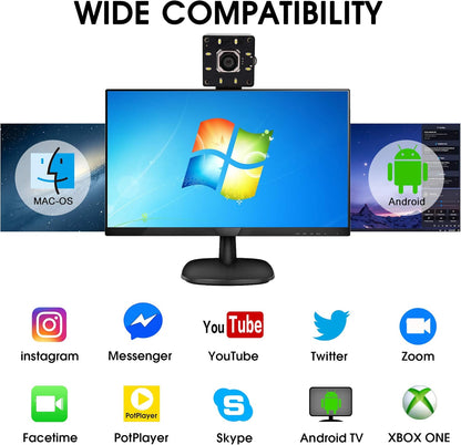 SVPRO Auto Focus 4K 30pfs UHD USB-camera voor computer met IMX415-sensor, 100° geen vervorming mini-camera met ledverlichting voor online onderwijs/vergadering/live streaming, plug&play