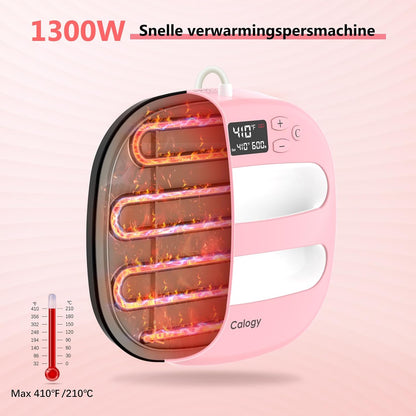 Calogy Warmtepersmachine Voor T-Shirts 10"X10", Draagbaar Sublimatieijzer Voor Tassen, Kussens, Htv Vinyl Transfer Projecten (Roze Wit)
