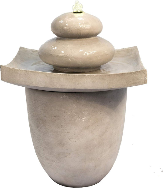 Teamson Home Garden Waterfontein, outdoor dier-zenwaterval en verlichting, 47 x 47 x 62, lichtgrijs