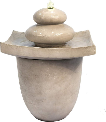 Teamson Home Garden Waterfontein, outdoor dier-zenwaterval en verlichting, 47 x 47 x 62, lichtgrijs