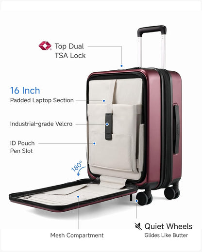 LUGGEX Koffer trolley handbagage met laptopvak – uitbreidbare harde koffer van polycarbonaat met TSA-slot, 55,4 x 36 x 24 cm, rood, 56*38*24CM