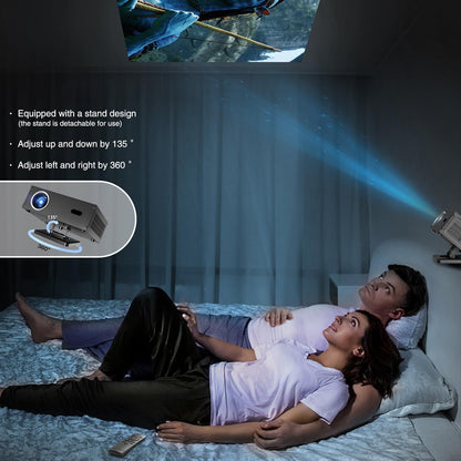 beamer Full HD 1080P Ondersteuning 4K, Smart Projector 4K met WiFi 6 BT 5.0, Mini beamer Ondersteunt Automatische Horizontale Keystone Correctie en Remote Focus