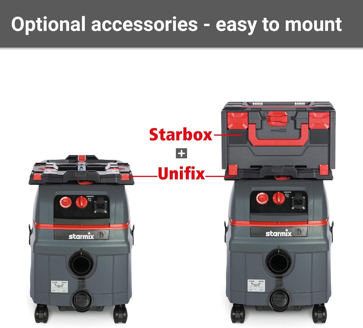 Starmix ISC L-1625 TOP, nat- en droogzuiger, hoogwaardige stofzuiger voor gebruik op de bouwplaats, 1600 watt, 25 liter