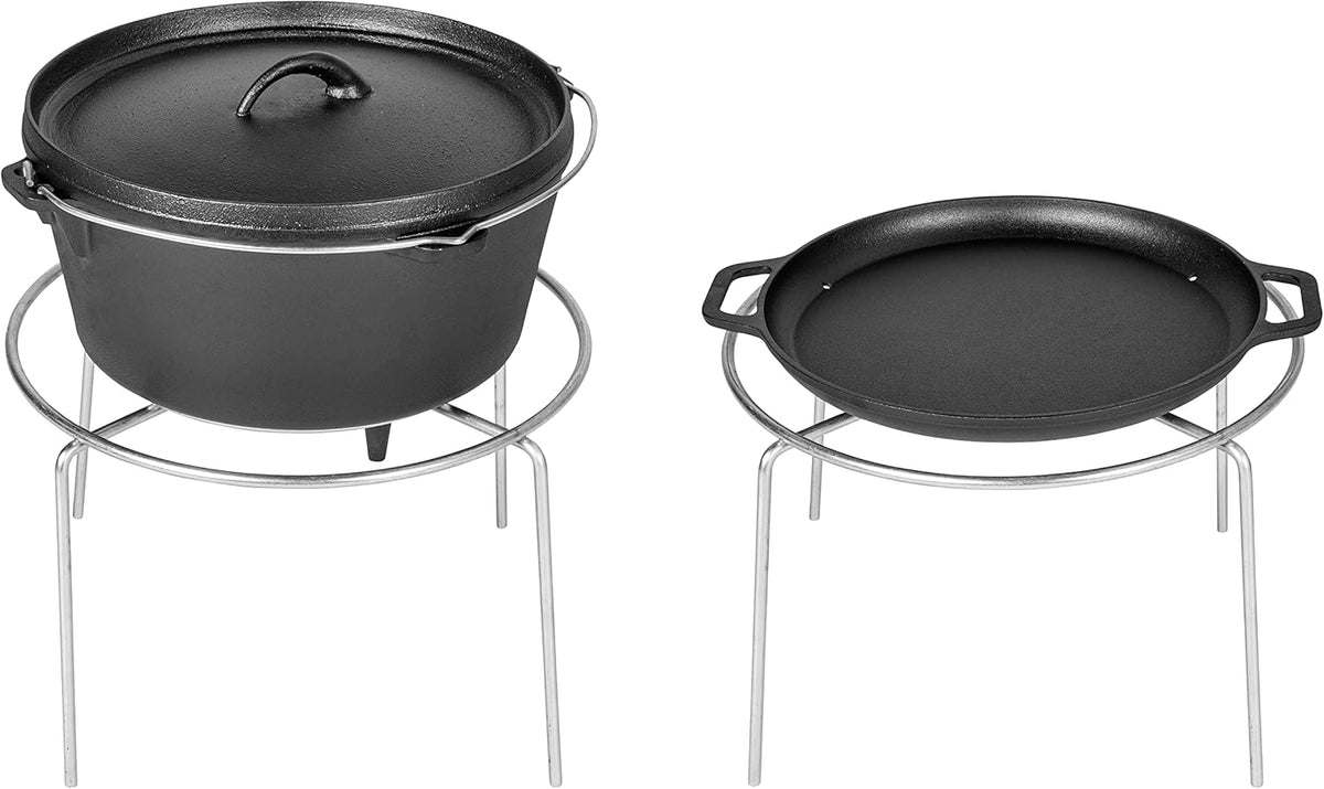 Bruzzzler Zwenkgrill met driepoot, draaibare grill met via kettingtrekkoord in hoogte verstelbaar grillrooster, voor thuis en onderweg, eenvoudig te gebruiken, Dutch Oven als vuurschaal te gebruiken