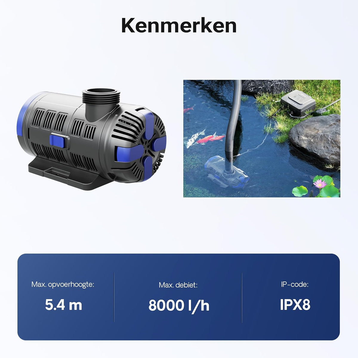 SunSun CET-8000 traploos regelbare vijverpomp SuperECO van 500 tot 8000l/h bij slechts 80W