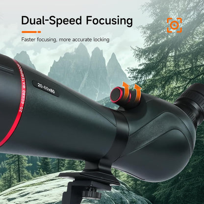 Svbony SV406 20-60x80mm Spotting Scope, HD FMC BAK4, Double Focus, 1.25'' Removable Eyepiece, IPX7 Waterproof, with Tripod, Carrying Bag, for Bird Watching, Wildlife, Landscape - QUORE