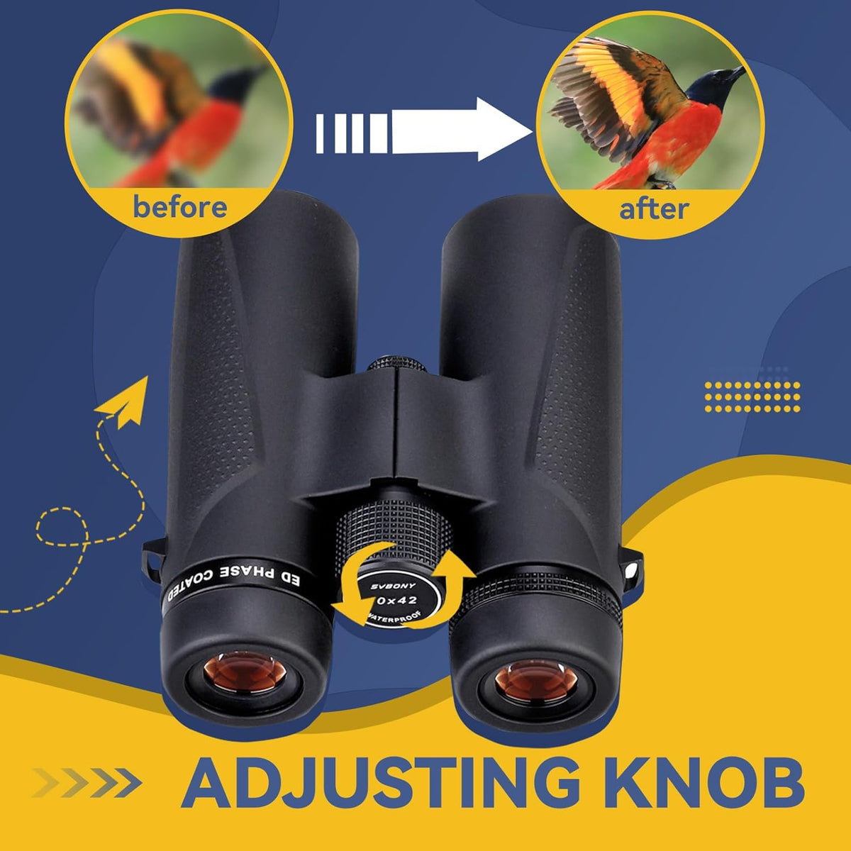 Svbony SV202 Binoculars 10x42 ED Glass BAK4 Prism FMC Lens Sports Binoculars Telescopes Magnesium Alloy Body Water Resistant with Carrying Case Neck Strap - QUORE