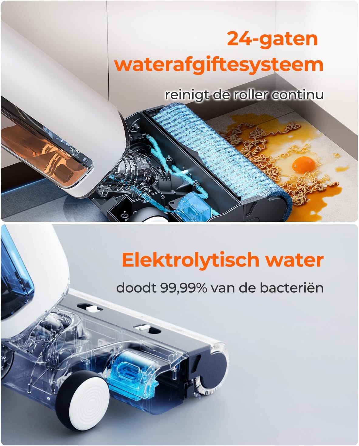 Nat-droogzuiger – Stofzuiger – Schoonmaakapparaat – Vloerreiniger – Multifunctionele Zuiger – Intelligente Vlekherkenning – 17.000 Pa Zuigkracht & 180° Ligdesign