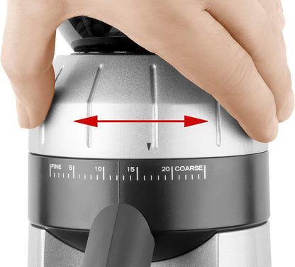 Koffiemolen – Koffiebonenmolen – Bonenmaler – Espressomolen – Kegelvormige Metalen Maalschijven – 25 Maalstanden – 250 G Bonenreservoir