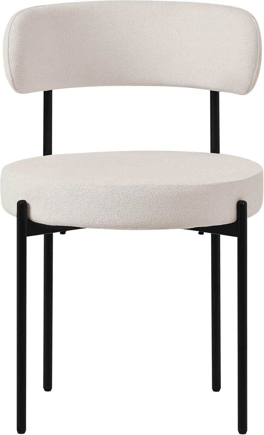 Eetkamerstoelen – Keukenstoelen – Woonkamerstoelen – Beklede Stoelen – Lounge Stoelen – Set Van 4 – Teddy Stof Wit – Ergonomisch Zithoogte 49 cm