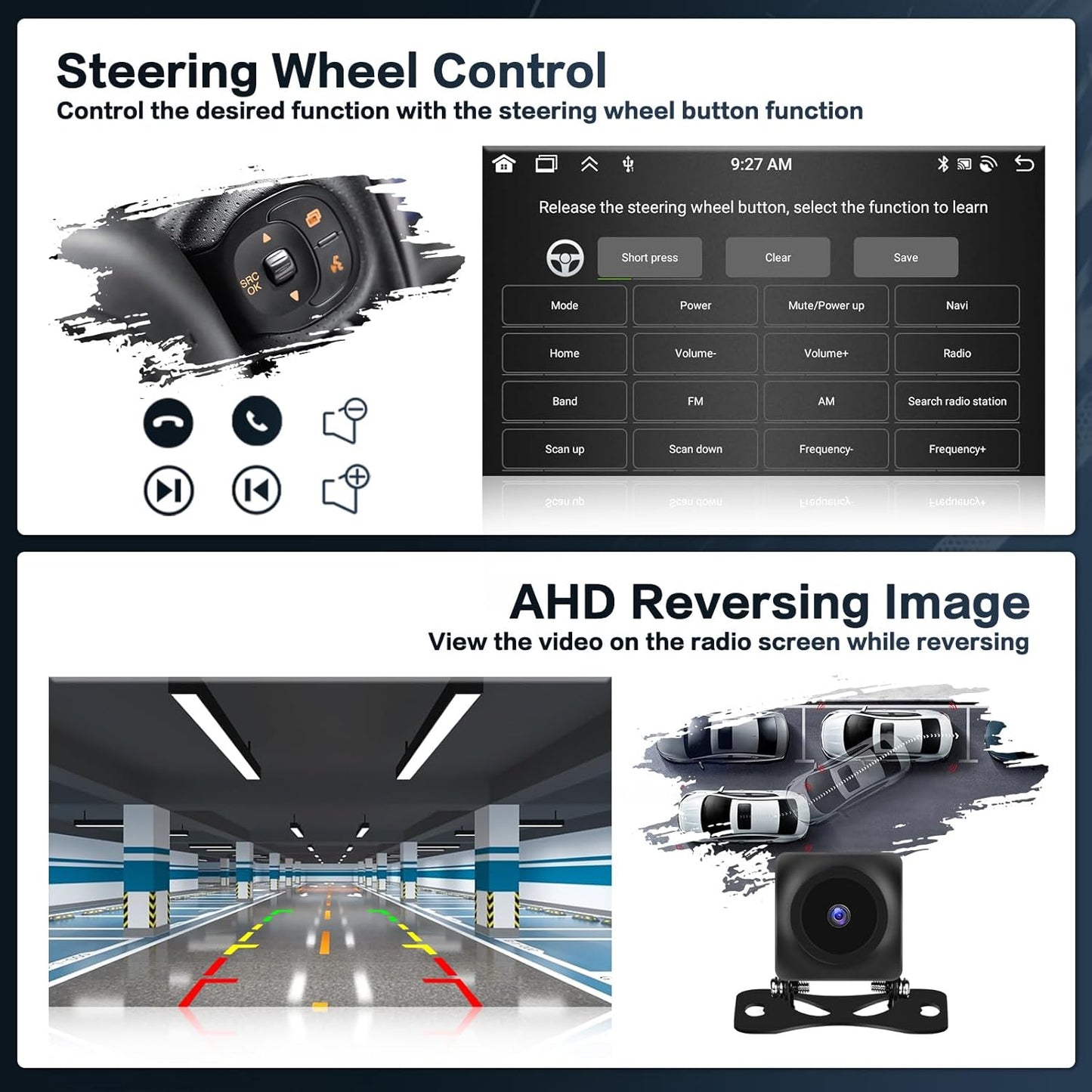 Android Radio – Autoradio – Multimedia Systeem – Navigatiesysteem – Touchscreen Radio – 9 Inch HD Scherm – Draadloze CarPlay & Android Auto – AHD Achteruitrijcamera & GPS Navigatie
