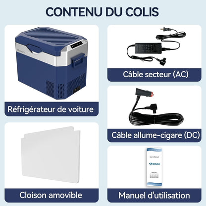 BINGI Compressor Koelbox, 30 Liter Draagbare Auto Koelkast, 12/24 V DC en 230 V AC, Mini-koelkast Voor Auto, Vrachtwagen, Camping, Camper en Thuis