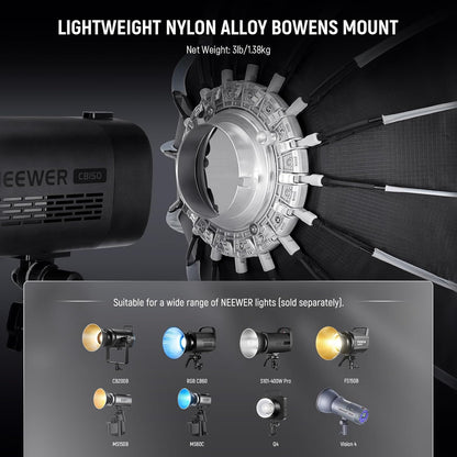 NEEWER 28"/70cm Parabolische Softbox Bowens Mount, Quick Release met Diffusers/Grid/Tas voor Video Continue Verlichting CB60 CB200B MS60 MS150B Q4 Compatibel met Godox Compatibel met Aputure 600d