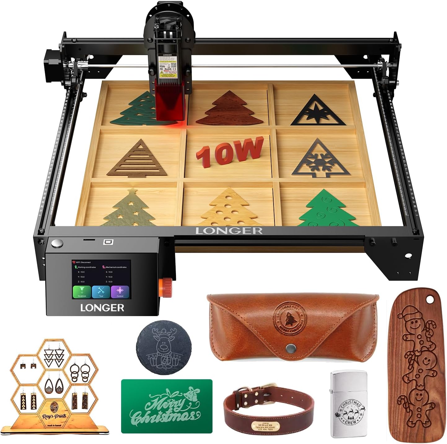 Lasergraveermachine – Lasergraveerder, Graveermachine, Lasersnijder, Graveerlaser – Voor Hout, Acryl En Metaal – 10 W Laseruitgang – Graveerbereik 400 x 400 mm