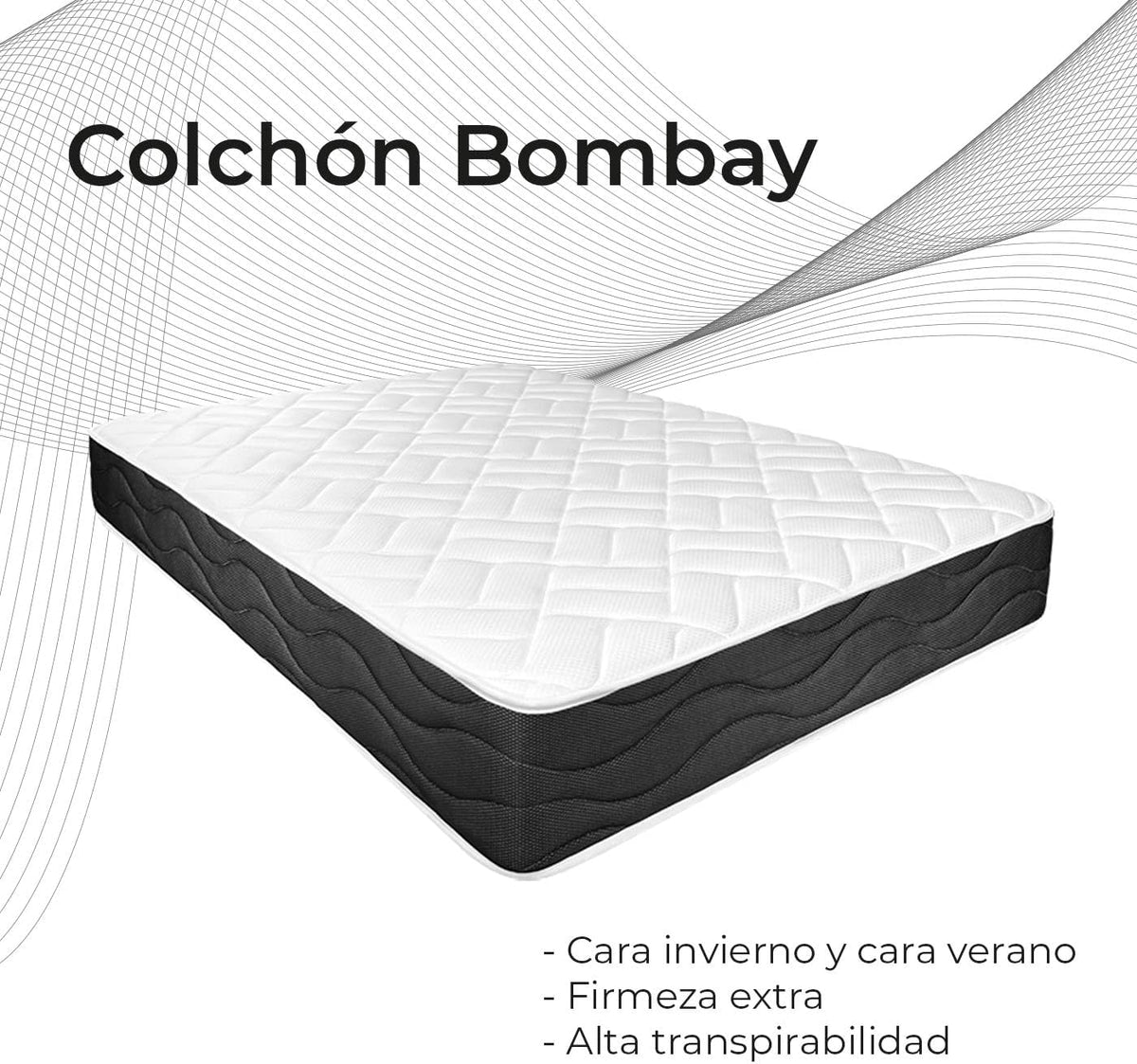 Somnia Descanso Bombay Visco-elastisch matras, omkeerbaar, ergonomisch, optimaal comfort en hardheid, mijtdicht, antibacterieel en hypoallergeen, 160 x 200 cm