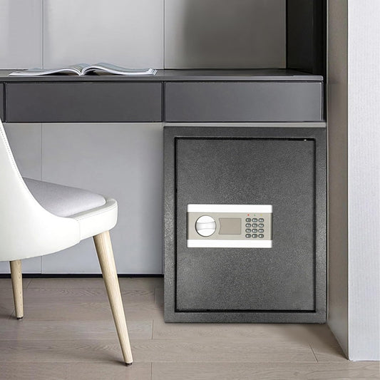 45L Safe Box, Household Safe, Fireproof, Furniture Safe with Key, Electronic Money Cabinet, Fireproof and Key with Combination Lock, Steel Plate, Safe, Document Safe, Wall Safe - QUORE