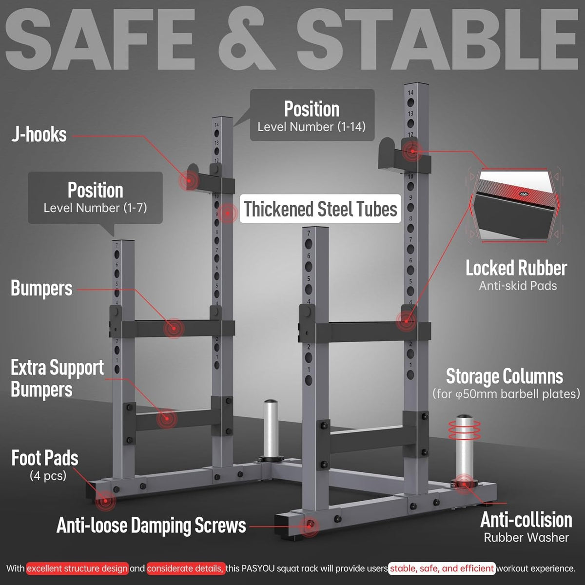 PASYOU SR30 Multifunctional Barbell Rack, Reinforceable Dumbbell Holder Max. 800 kg, Training Device at Home - QUORE