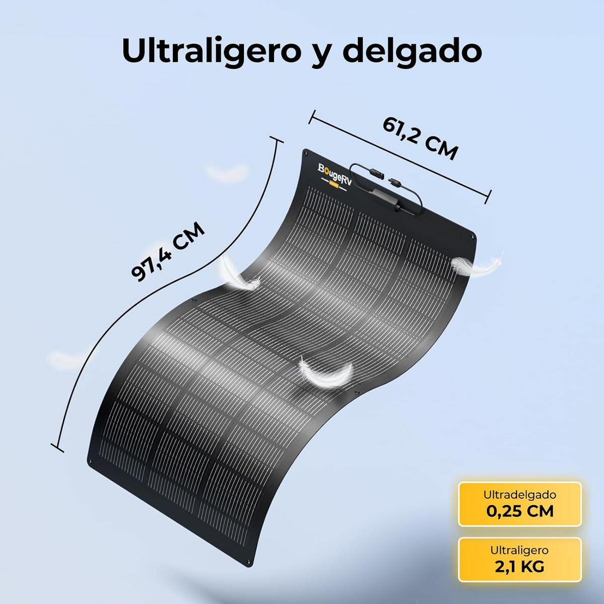 BougeRV Arch Pro Schaduwtolerantie, flexibel zonnepaneel van glasvezel, N-type 16BB-cellen, 25% efficiëntie, ETFE, flexibele zonnepanelen, IP68, voor camper, boot, tuin, balkon, 12/24 V batterijen