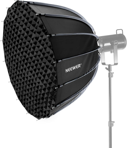 NEEWER Basics Softbox Parabolische Frame Bowens, 35,4 inch Soft Box met snelontgrendeling, lichtdiffuser/rooster/tas, compatibel met Godox, compatibel met Aputure 600d Studio videoverlichting, NS38P