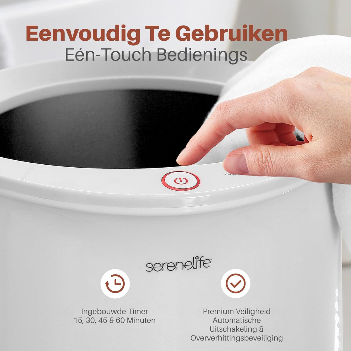 Serenelife Towel Warmer, Electric Bucket Towel Heater for Spa and Bathroom, With Portable Handle, Fits 2 Large Bath Towels/Bathrobes/Pajamas, Auto Shut Off Function, White - QUORE