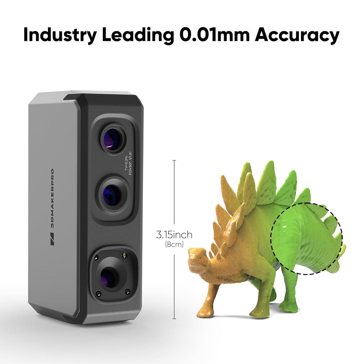 3D-scanner, 24-bits kleurencamera, optische lenzen met anti-shake functie, 0,01 mm nauwkeurigheid en 10 FPS scansnelheid, draagbare 3D-scanner voor 3D-printen, 3DMakerpro Seal Premium Kit