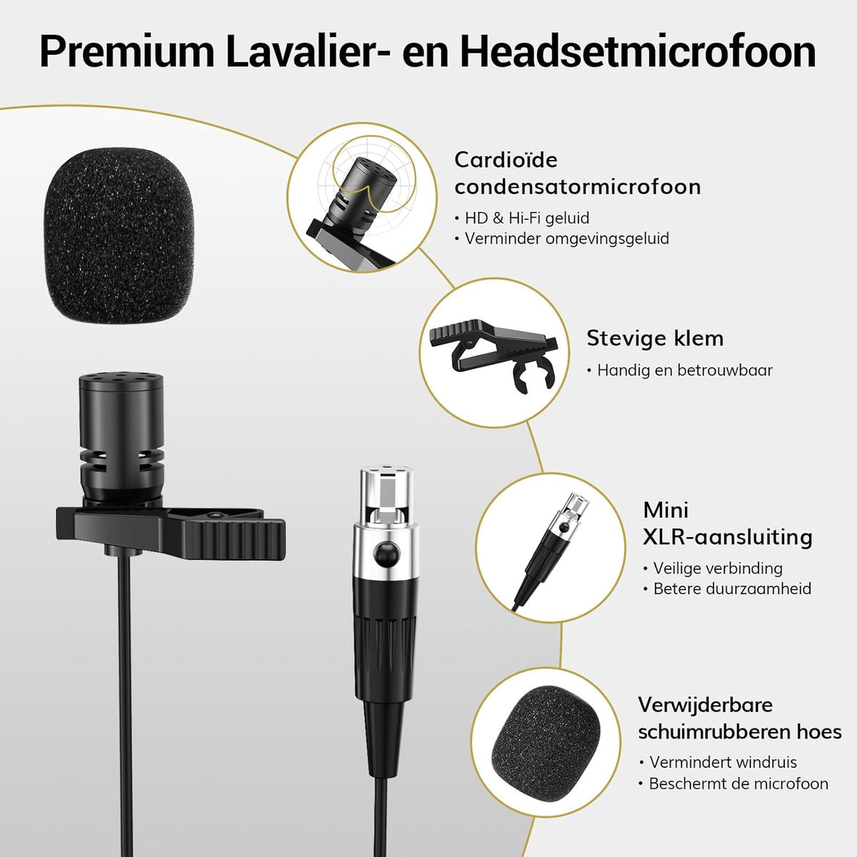 UHF Draadloos Microfoonsysteem Met Headset En Lavalier Microfoons – Draadloze Microfoonset – Headset Microfoon – Lavalier Microfoon – Bodypack Zender – Tot 90 Meter Bereik – 20 Instelbare Frequenties