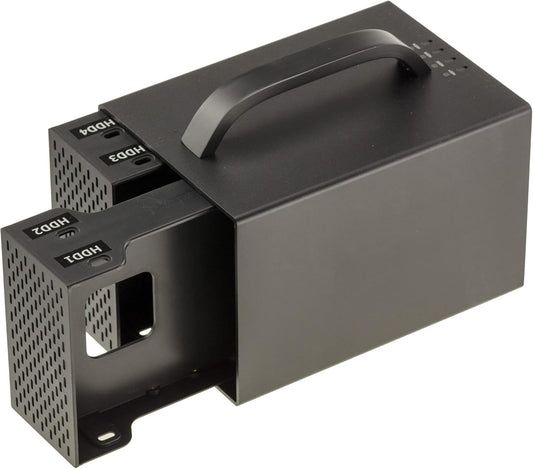 KALEA-INFORMATIQUE USB 3.2 Gen 2 10G bay-behuizing voor 4 SATA harde schijven. 75 W voeding, 64 TB capaciteit. Software Raid-mogelijkheid 0 1 5