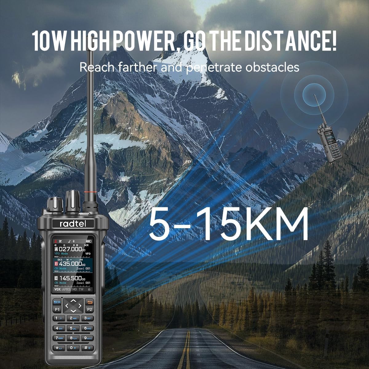 Radtel RT-950 PRO Ham Radio 27Mhz TX GPS/APRS, 10W Walkie Talkie Handheld Tweewegradio met groot bereik (inclusief programmeerkabel en microfoon)