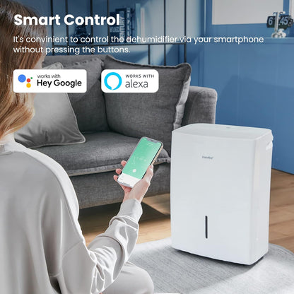 Comfee Luchtontvochtiger van 16 liter, kamergrootte ca. 80 m³ (32 m²), Smart Modu, timer 24 uur, watertank 3L, app-compatibel, wit, MDDF-16DEN7-WF