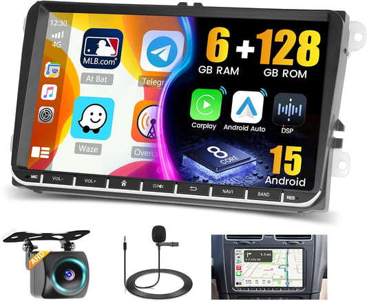 Autoradio Volkswagen – Multimedia Systeem – Android Radio – Navigatie Unit – Touchscreen Radio – 9 Inch Scherm – Android 15 OS – Draadloze CarPlay & GPS Navigatie - QUORE