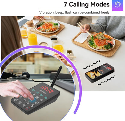 Retekess TD177 Call System Restaurant, Pager System, Outdoor 500M, Automatic Coupling, IP67 Waterproof, Group Call Function, 10 Pagers for Restaurant, Food Truck, Bar - QUORE