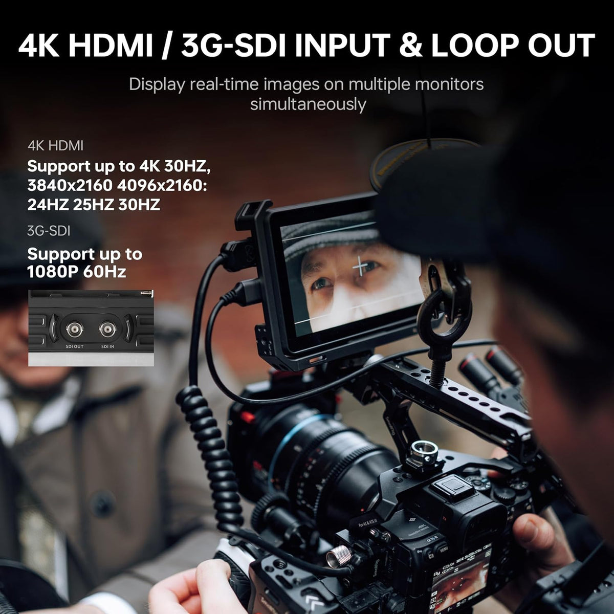VILTROX DC-X3 Camera Monitor Kit met Rig Cage, 2000 Nits Touchscreen 4K HDMI, 6" IPS, 1920x1080, 3D LUT's, Peaking Focus, Zonnescherm kap, Batterij