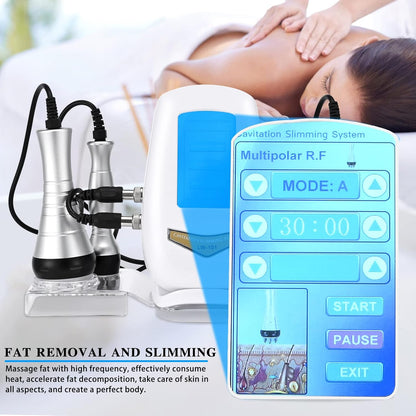 40K Afslankend Lichaam Machine – 3-In-1 Cavitatieapparaat – Ultrasoon Massageapparaat – RF Radiofrequentie Apparaat – Huidverstevigingsapparaat – 40K Ultrasone Technologie – 3 Opzetstukken En 4 Standen