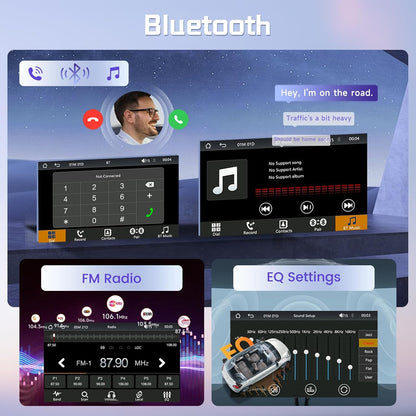 DAB/DAB+ dubbele DIN-autoradio met draadloze Carplay Android Auto Mirror Link, 7-inch touchscreen, 2-DIN-autoradio met Bluetooth, FM EQ, USB/AUX/SWC achteruitrijcamera