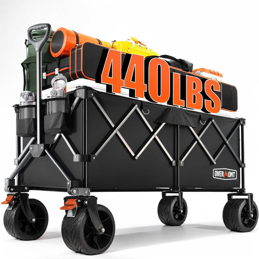 Bolderwagen – Vouwwagen – Trolley – Transportwagen – Strandwagen – Extra Grote Inklapbare Bolderwagen – 300L Capaciteit – Draagvermogen 200kg – Brede All-Terrain Wielen – Verstelbare Handgreep – Zwart