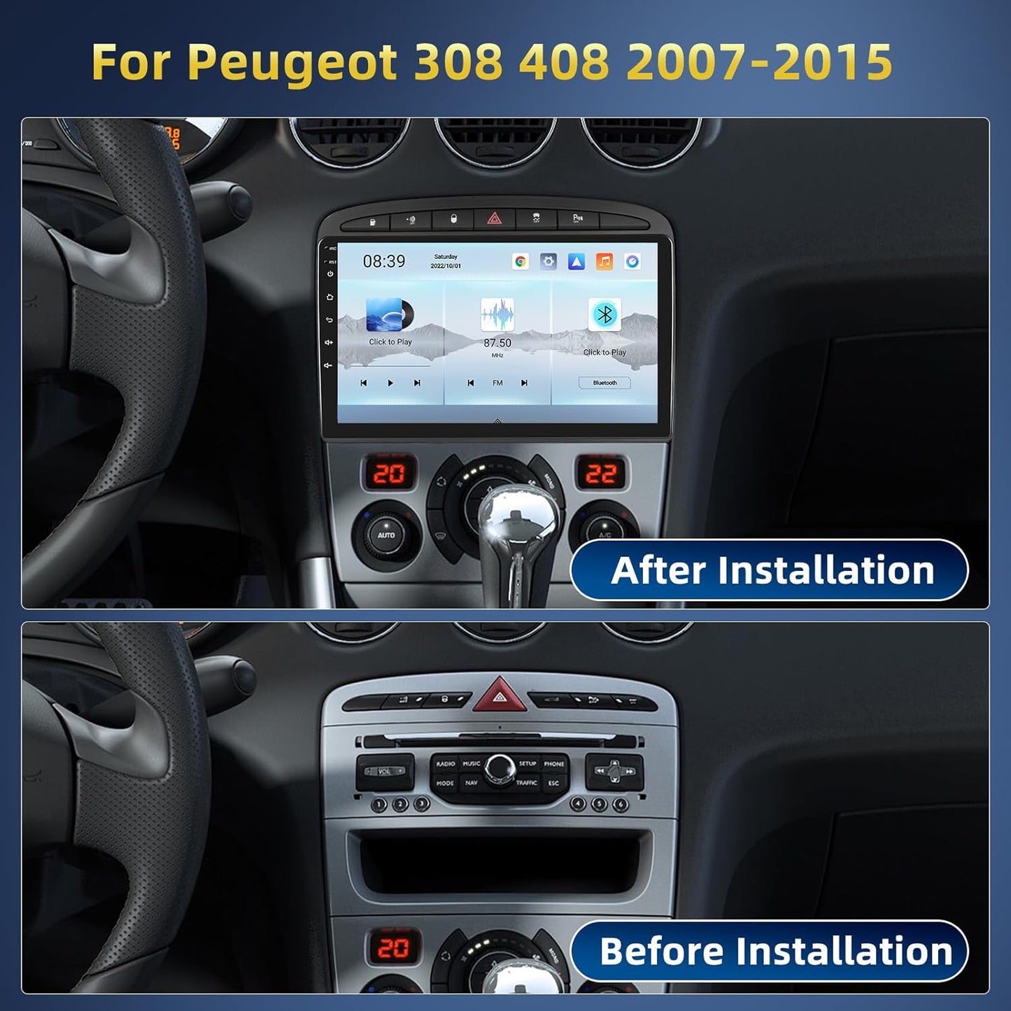 Android Autoradio – Multimedia Systeem – Navigatie Unit – Inbouwradio – Auto Entertainment – 9 Inch Touchscreen – Qualcomm 8-Core Processor – Draadloze CarPlay & Android Auto